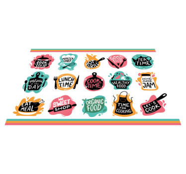 Tischset rechteckig Kochen essen küche abzeichen logos - TenStickers