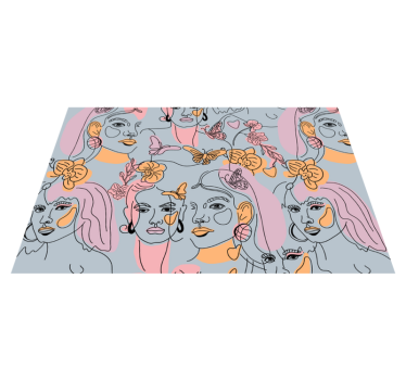 Tischsets originell mit stilisierten gesichtsmustern - TenStickers