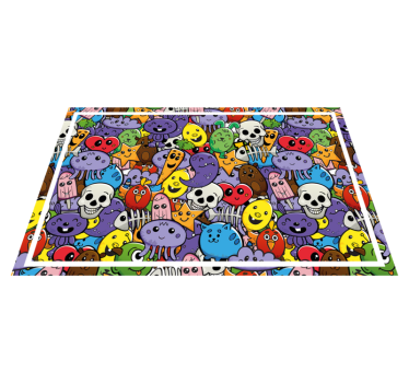 Tischset kinder mit bunten cartoonfiguren - TenStickers