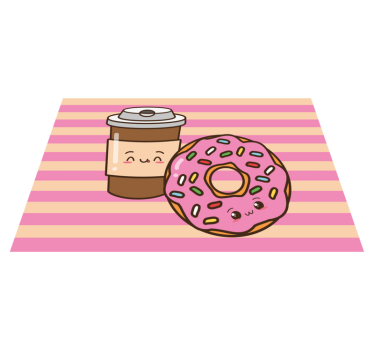Tischset kinder süße kaffeetasse donut - TenStickers
