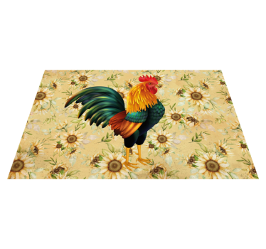 Tischsets originell mit buntem hahn-mittelstück - TenStickers