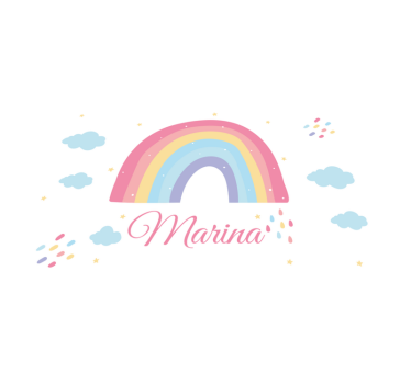 Platzset mit Namen Süßer regenbogen und wolke in pastell - TenStickers