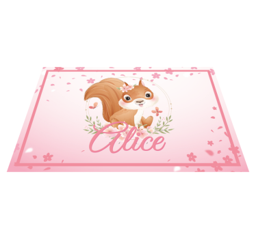 Kinder Tischset Süßes eichhörnchen für mädchen mit Namen - TenStickers