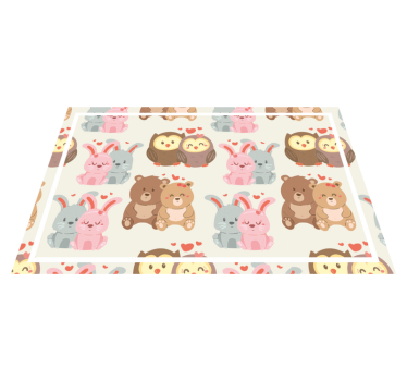 Tischset kinder mit niedlichen tierpaaren - TenStickers