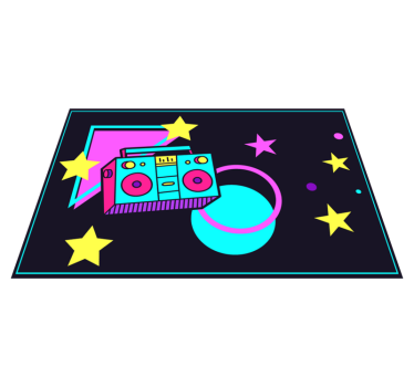 Tischsets originell bunte retro boom box - TenStickers