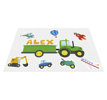 Tischset mit Namen andere Cartoon-TransportmittelAndere Cartoon-T - TenStickers