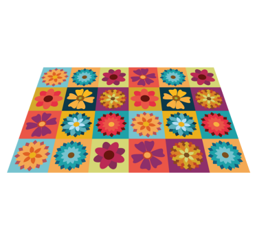 Tischset modern farbige blumenfliesen - TenStickers