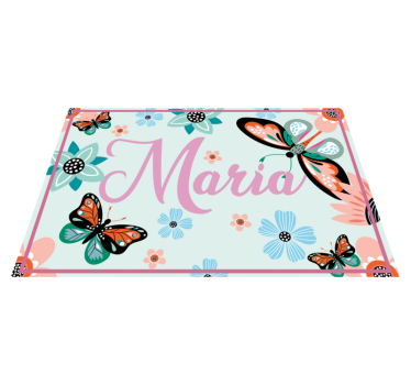 Platzset rechteckig blume und schmetterlinge mit namen - TenStickers