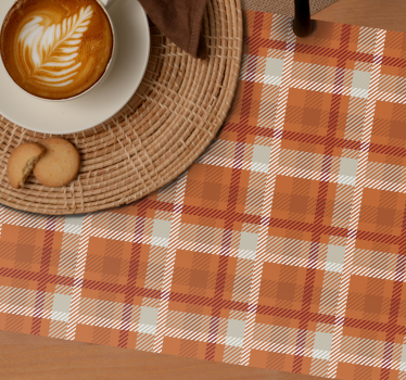 Tischset elegant kariertes orangefarbenes muster - TenStickers