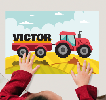 Platzset mit Namen Bunter traktor und name - TenStickers