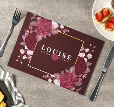 Personalisierbare Rosen Vinyl Tischsets - TenStickers