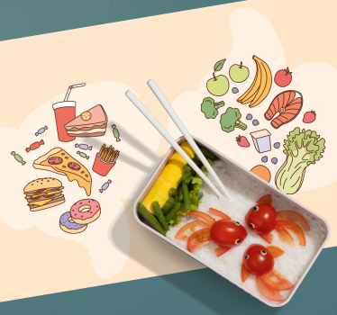 Kinder Tischset Gesundes und junkfood - TenStickers