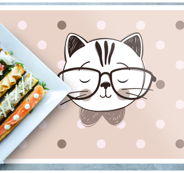 Kinder Tischset Intelligente katze mit brille - TenStickers