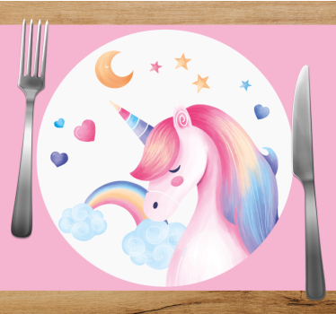 Kinder Tischset Regenbogen einhorn - TenStickers