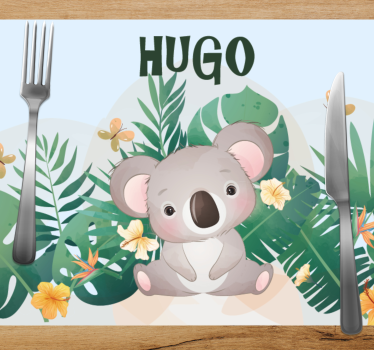 Kinder Tischset Süßer koala für jungen mit Namen - TenStickers