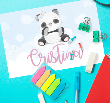 Kinder Tischset Süßer panda für mädchen mit Namen - TenStickers