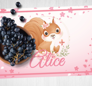 Kinder Tischset Süßes eichhörnchen für mädchen mit Namen - TenStickers