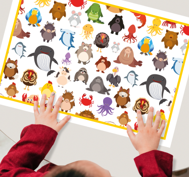 Kinder Tischset Wilde tiere in Farben - TenStickers