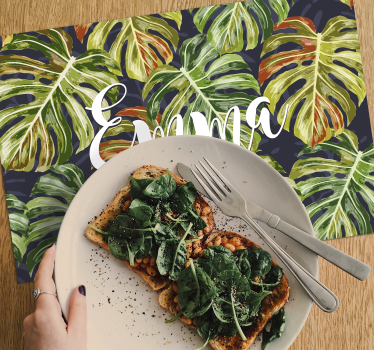 Personalisierte Monstera Blumen Vinyl Tischsets - TenStickers