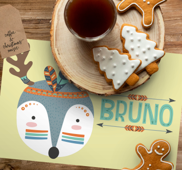 Platzset mit Namen nordischer Hirsch mit Namen - TenStickers