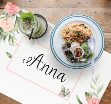 Platzset mit Namen Dekorative schöne blumen - TenStickers