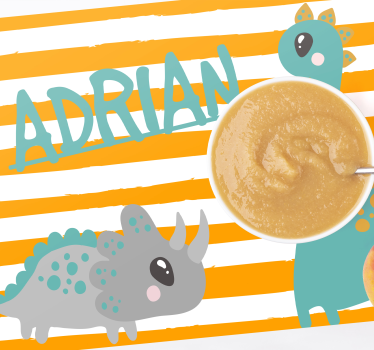Platzset mit Namen Dinosaurier blau und orange - TenStickers