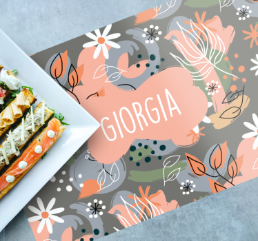 Platzset mit Namen Florales buntes Design - TenStickers