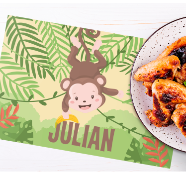 Platzset mit Namen Kleiner affe auf ast - TenStickers