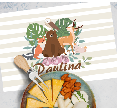 Platzset mit Namen Mädchenhafte waldtiere - TenStickers
