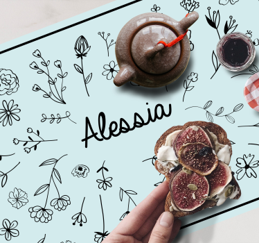 Platzset mit Namen Süße kleine blumen - TenStickers