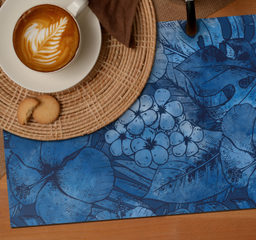 Tischset modern Blaue Aquarellblumen - TenStickers