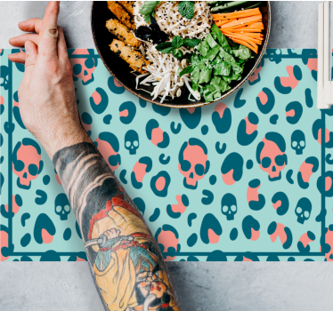 Platzset modern Blaues und pinkes totenkopf-leopardenmuster - TenStickers