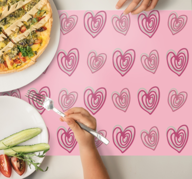 Platzset modern Doodle herzen rosa Muster - TenStickers