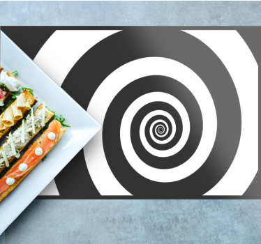 Platzset rund Schwarz-weiße hypnotische retro-spirale - TenStickers