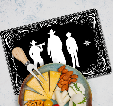 Platzset schwarz Cowboy- und Pferdemuster - TenStickers
