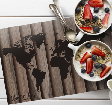 Platzset Textur Holzmuster mit Weltkarte - TenStickers