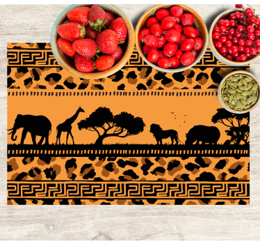 Platzset Textur Leopardenmuster mit afrikanischen tieren - TenStickers