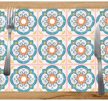 Platzset Textur Marokkanische rot-orange-gelbe fliese - TenStickers