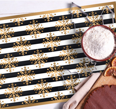 Platzset Weihnachten Goldene schneeflocken auf schwarzen und weiß - TenStickers