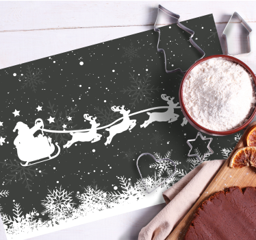 Platzset Weihnachten Schwarz-weißer weihnachtsmannschlitten - TenStickers