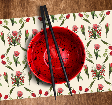 Tischset elegant Frühling mit roten tulpen - TenStickers