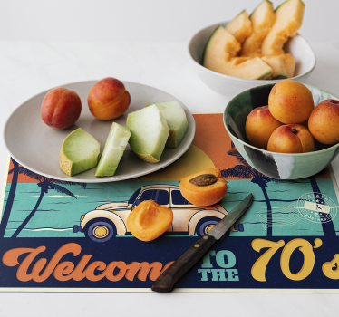 Tischset elegant retro strandmotiv der 70er jahre - TenStickers