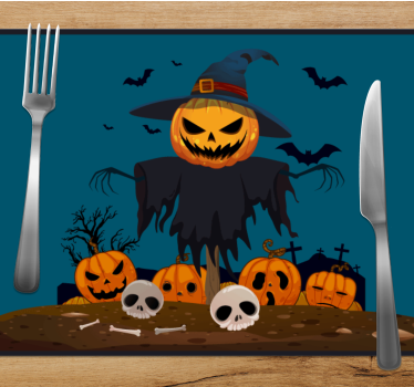 Tischset halloween kürbis und vogelscheuche horror - TenStickers