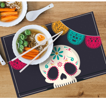 Tischset halloween mit buntem totenkopf-banner - TenStickers