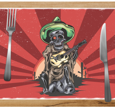 Tischset halloween skelett mariachi musiker - TenStickers