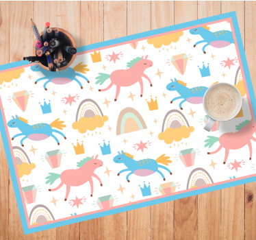 Tischset kinder bunte einhörner im galopp - TenStickers