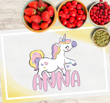 Tischset kinder einhorn mit herzen - TenStickers