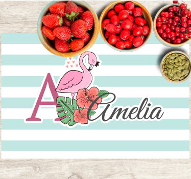 Tischset kinder flamingo monogramm amelia - TenStickers