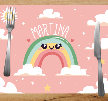 Tischset kinder fröhliche regenbogen szene - TenStickers