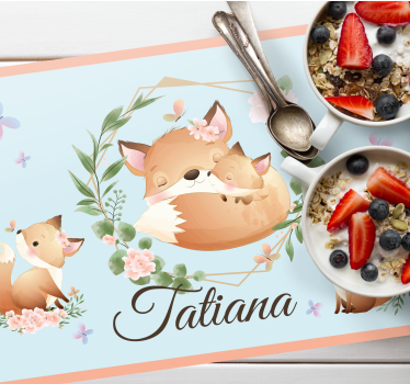 Tischset kinder fuchs familie süß - TenStickers